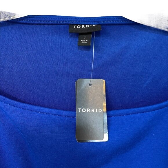 Torrid Midi Studio Cupro Bodycon Dress Blue Women’s Size 1X 14/16 NWT NEW - Picture 3 of 9